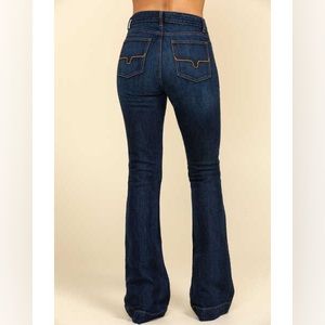 KIMES RANCH WOMEN'S DARK WASH JENNIFER HIGH RISE WIDE FLARE JEANS